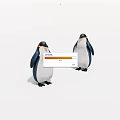 Two Black and White Penguins Standing Side by Side on White Background 3d model
