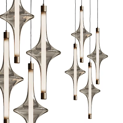Modern Star Shaped Chandelier Design With Metal Frame And Glass Elements 3d model