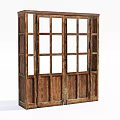 Vintage Wooden Double Doors With Detailed Glass Panes And Retro Style
