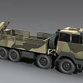 Camouflage Military Utility Truck With Multi Wheel Design And Open Cargo Bed For Transport