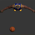 Man in Blue Warriors Basketball Jersey With Arms Outstretched and Orange Basketball