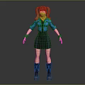 3D Female Biological Character With Blonde Twin Ponytails Yellow Scarf Blue Jacket And Black Boots