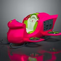 Pink Sleigh Shaped Kids Play Equipment With Wings Green Accents And White Seat
