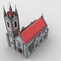 LEGO toy building blocks medieval church building house european architecture 3d model