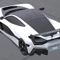 White And Black Sports Car With Aerodynamic Design Rear Spoiler And Black Wheels