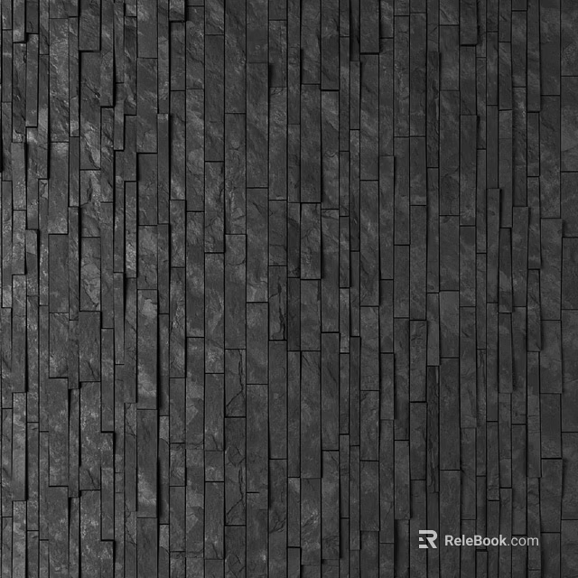 Black Slate Floor Tiles With Vertical Stacked Texture For Modern Interior Design 3d model