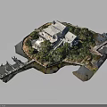 Lakeside Residential Building Surrounded By Trees With Waterfront Deck And Pier