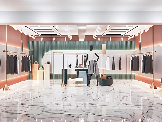 Light Luxury Clothing Store Clothing Shelf Booth Cashier Shaped Display Cabinet Clothes Fitting Mirror Nakajima Booth 3d model