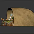 Cozy Kitchen Dining Interior With Stone Fireplace Green Cabinets Wooden Table Checkered Tablecloth Teapot Cookies