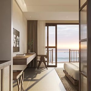 Modern Room Resort Sea View 3d model