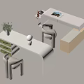 Modern Children's Study Table Modern Children's Table and Chair Bookshelf Corner Table and Chair 3d model