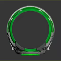 Futuristic Green And Silver Ring Design With Metallic Accents And Geometric Details
