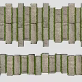 Garden Path Paving Design With Gray Bricks And Grass Between Gaps