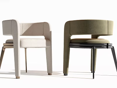 Modern Upholstered Leisure Chairs In Two Different Colors With Slim Legs And Armrests 3d model