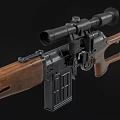 Classic Bolt Action Rifle With Wooden Stock Black Barrel And Scope