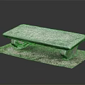 Weathered Stone Bench With Carved Legs On Granite Pebble Mat Outdoor Decor