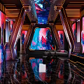 Sci fi Themed KTV Room With Neon Lights Sofa And Futuristic Decor