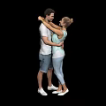 Couple Hugging Each Other In Casual Clothes With Light Green Top And Gray T-Shirt