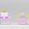 Adorable Pink Princess Kids Table With Crown Wing Decorations And Lamp