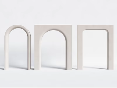 Three Different Shaped Light Color Arch Door Frames For Minimalist Interior Decoration 3d model