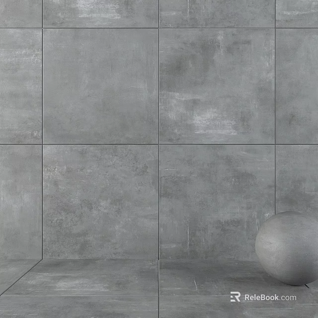 Modern Decorative Sphere Component On Gray Textured Tile Wall Surface 3d model 