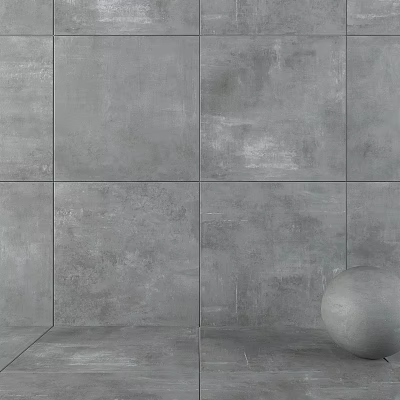 Modern Decorative Sphere Component On Gray Textured Tile Wall Surface 3d model