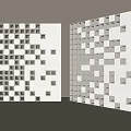 Modern White Wall Decorative Design With Geometric Square Patterns And Openings 3d model