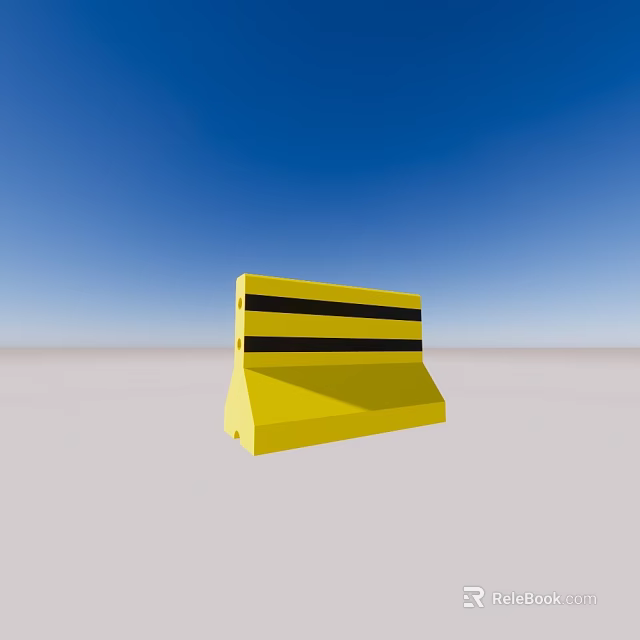 High Visibility Yellow Road Traffic Barrier With Black Stripes For Traffic Safety Control 3d model 
