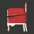 Luxurious Red Leather Sofa With Golden Carved Trim And Ornate Legs