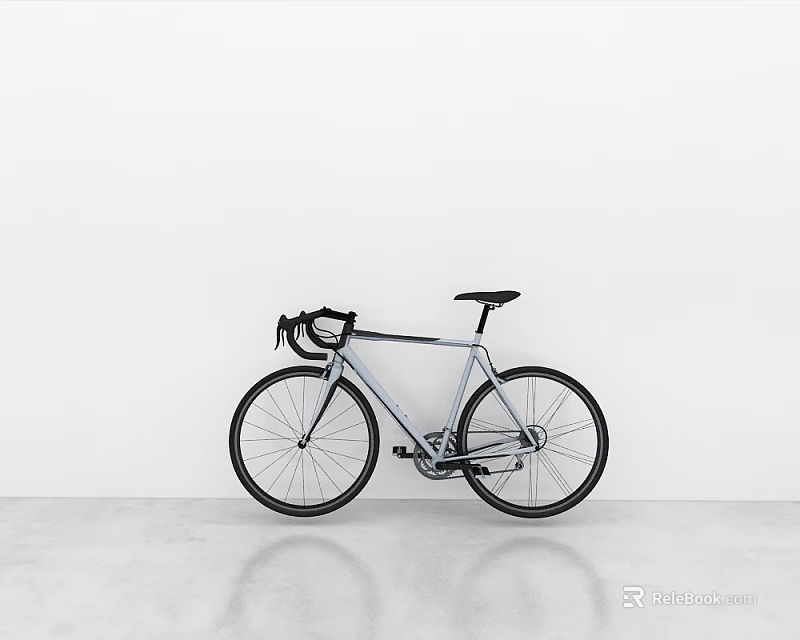 Modern Silver Road Bicycle With Sleek Frame Black Handlebar And Wheels 3d model 