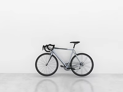 Modern Silver Road Bicycle With Sleek Frame Black Handlebar And Wheels 3d model