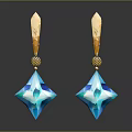 Fashion Earrings With Golden Top And Blue Diamond Cut Sparkling Gemstone