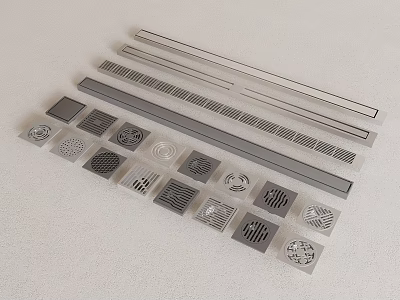 Modern Metal Decorative Elements With Various Patterns 3d model