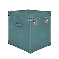 Vintage Teal Square Decorative Cabinet With Leather like Surface Metal Latches And Handle