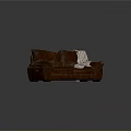 Cozy Brown Leather Sofa With White Blanket For Living Room Furniture
