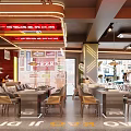 Modern Hotpot Restaurant Open Design With Neon Lights Marble Bar And Glass Windows