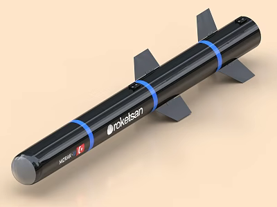 Bleisen Rocket 1 Missile With Black Body Blue Stripes And Fins 3d model Bleisen Rocket 1 Missile With Black Body Blue Stripes And Fins 3d model