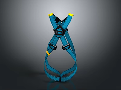 Practical Blue Safety Harness With Yellow Accents Adjustable Straps And Buckles 3d model