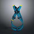 Practical Blue Safety Harness With Yellow Accents Adjustable Straps And Buckles