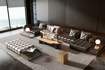 Modern Minotti Sofa Coffee Table Combination 3d model