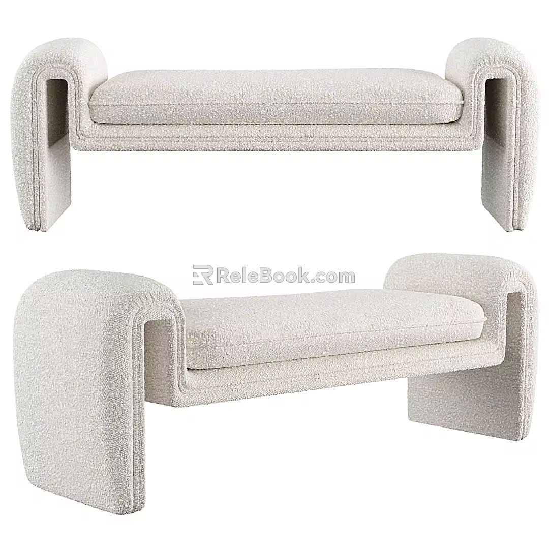 Cream Style Bed End Stool Sofa Stool Shoe Changing Stool 3d model