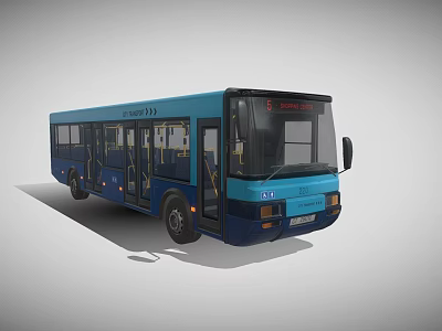 Turquoise and Navy Blue City Bus Exterior With Side Windows And Front Windshield 3d model