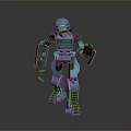 Blue Mechanical Robot Character With Detailed Arms And Standing Sci Fi Design
