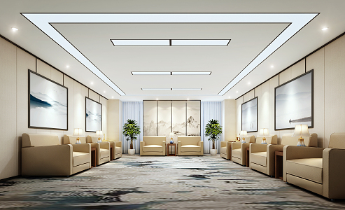 New Chinese Reception Room Meeting Room 3d model