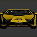 Yellow And Black Sports Car Featuring Sleek Aerodynamic Design 55 On Front And Reflective Surface