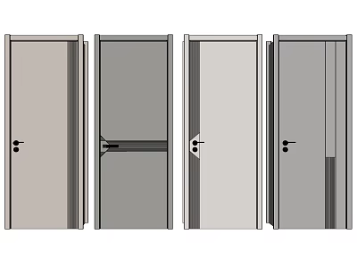 Interior Swing Doors With Different Designs Color Options And Handle Details 3d model