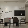 Modern Living Dining Room Interior Design With White Sofa Dining Table Sunflowers And TV