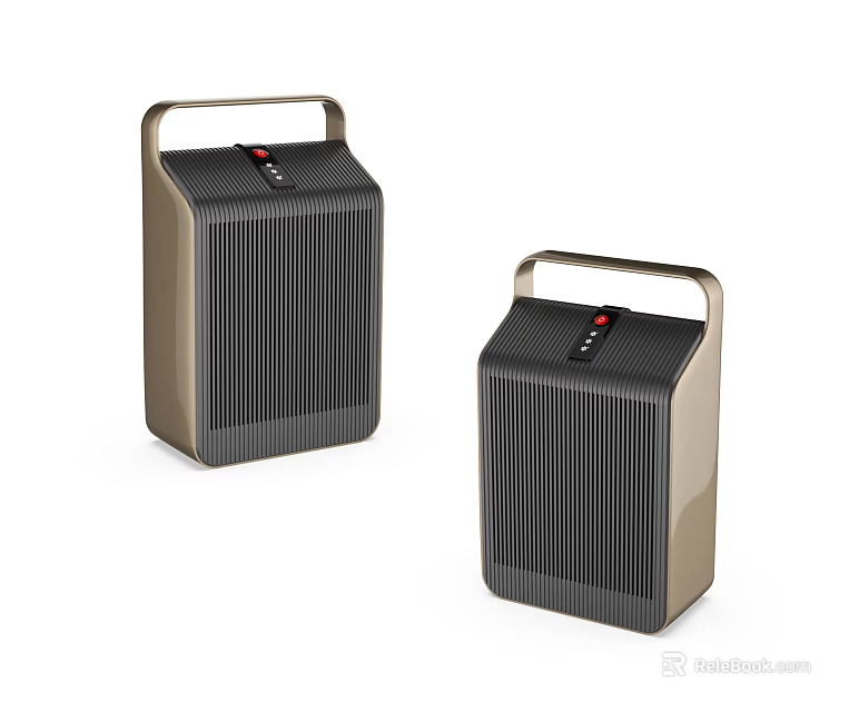 Portable Wireless Speakers With Gold Black Design Handle And Control Panel 3d model 