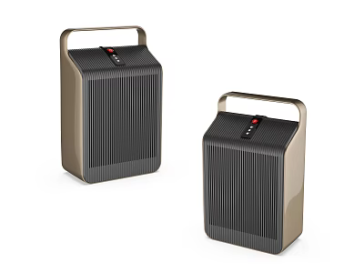 Portable Wireless Speakers With Gold Black Design Handle And Control Panel 3d model