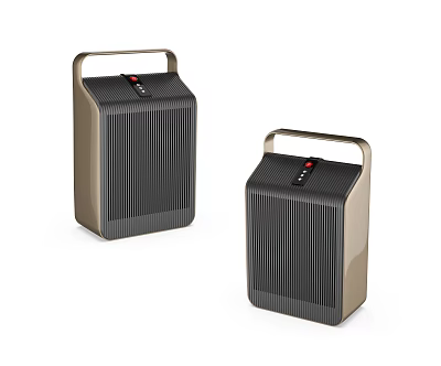 Portable Wireless Speakers With Gold Black Design Handle And Control Panel 3d model